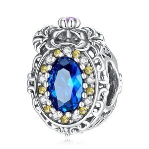 Sterling Silver Sapphire Blue Crystal & Clear Yellow Cubic Zirconia Ston…